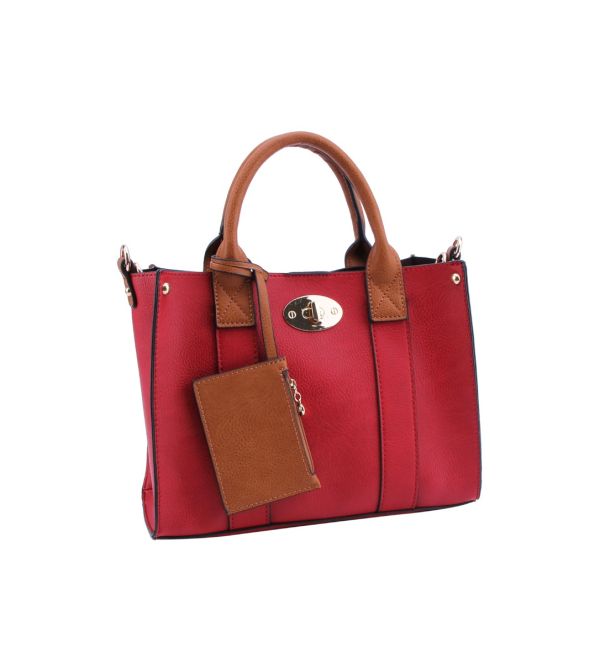 WU061 RD FASHION SATCHEL 3 IN 1 BAG