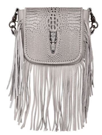 RLC-L160 TN Montana West Genuine Leather Crocodile Embossed Fringe Crossbody