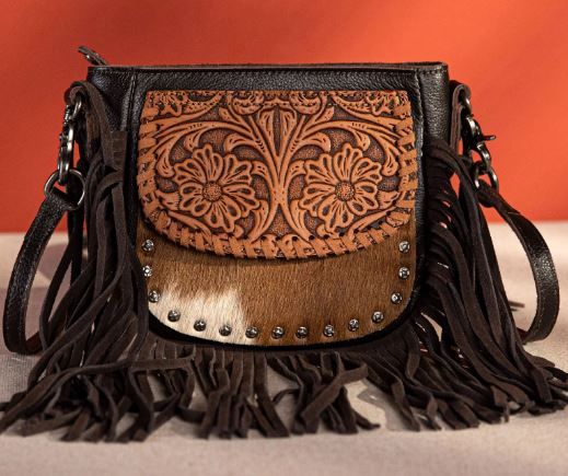 RLC-L181 CF Montana West Genuine Leather Hair- Fringe Crossbody