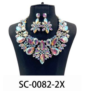 SC-0082-2X CRYSYAL NECKLACE SET