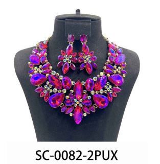 SC-0082-2PUX CRYSYAL NECKLACE SET