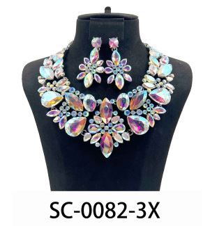 SC-0082-3X CRYSYAL NECKLACE SET