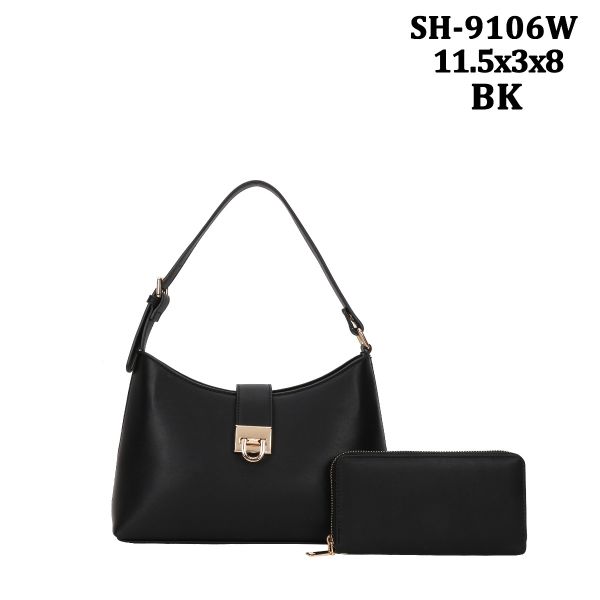 SH-9106W BK HOBO BAG WITH WALLET