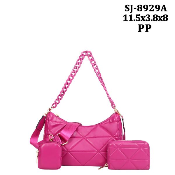 SJ-8929A  RD 3PC  FASHION BAG