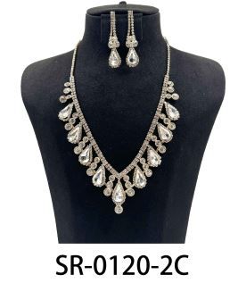 SR-0120-2C RHINESTONE NECKLACE SET