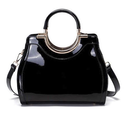 T2011 BK PATTERN LEATHER BAG