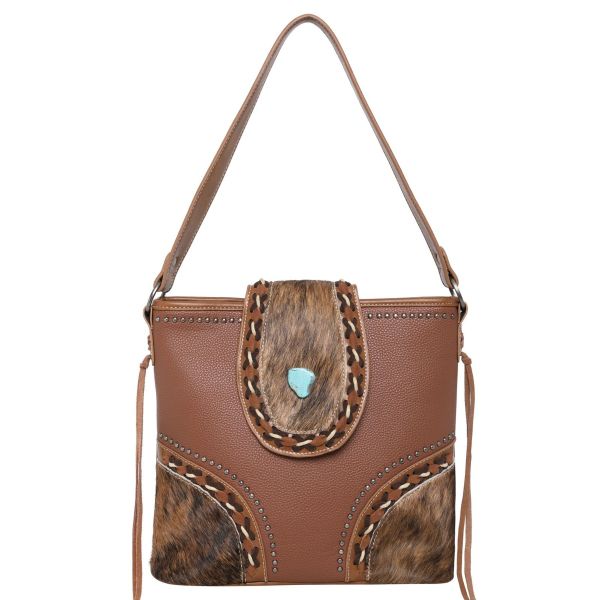 TR122G-918 BR Trinity Ranch Hair-On Cowhide Collection Concealed Handgun Hobo