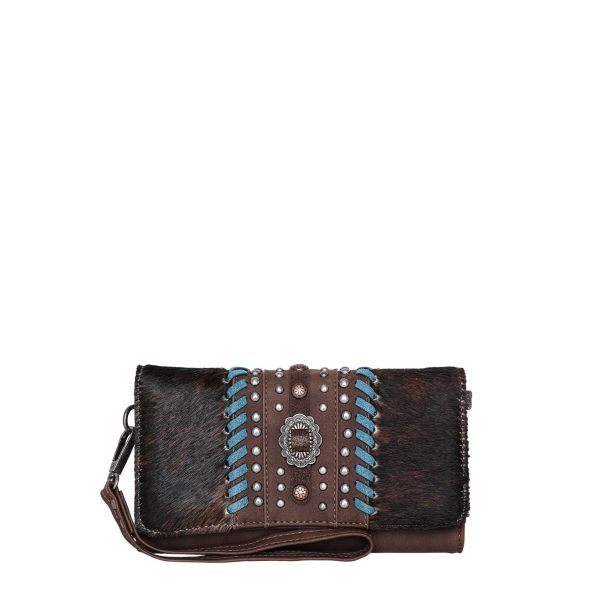 TR127-W018 CF  Trinity Ranch Hair-On Cowhide Collection Wallet