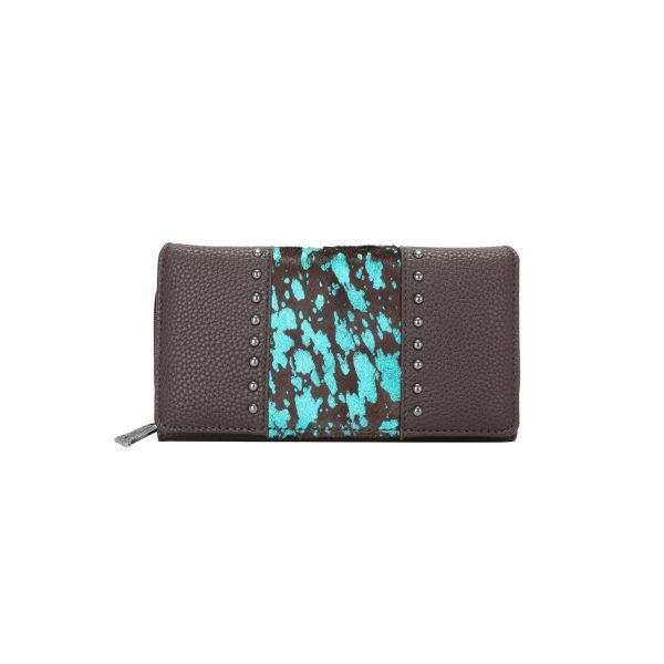 TR132-W010 TQ Trinity Ranch Hair-On Studded Collection Secretary Style Wallet