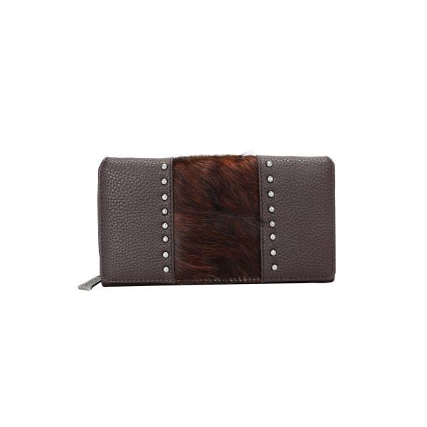 TR132-W010 CF Trinity Ranch Hair-On Studded Collection Secretary Style Wallet