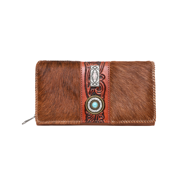 TR133-W010 BR Trinity Ranch Hair-On Cowhide Collection Wallet