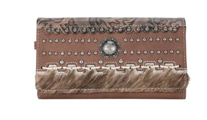 TR136-W018 BR  Trinity Ranch Hair-On Cowhide Collection Wallet