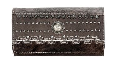 TR136-W018 CF  Trinity Ranch Hair-On Cowhide Collection Wallet