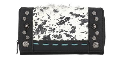 TR140-W010 BK Trinity Ranch Hair-On Cowhide Collection Wallet