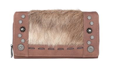 TR140-W010 BR Trinity Ranch Hair-On Cowhide Collection Wallet