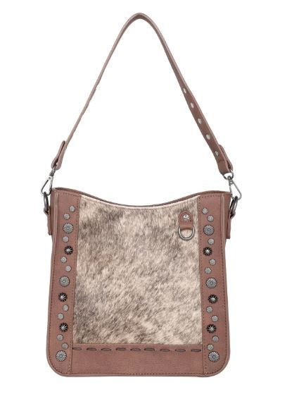 TR140G-921 BR  Trinity Ranch Hair-On Cowhide Collection Concealed Carry Hobo