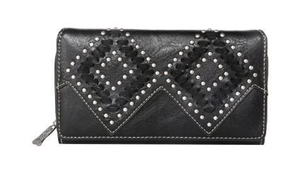 TR143-W010 BK Trinity Ranch Leather Stitch Collection Wallet