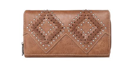 TR143-W010 BR Trinity Ranch Leather Stitch Collection Wallet