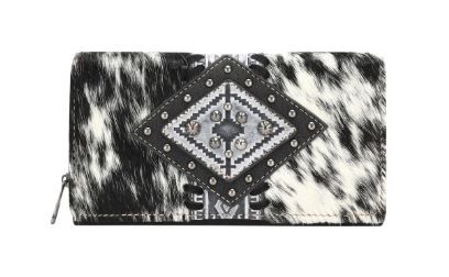 TR146-W010 BK Trinity Ranch Hair-On Cowhide Wallet