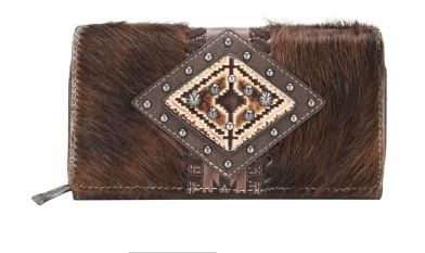 TR146-W010 CF Trinity Ranch Hair-On Cowhide Wallet