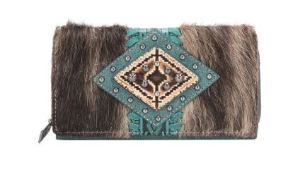 TR146-W010 TQ Trinity Ranch Hair-On Cowhide Wallet