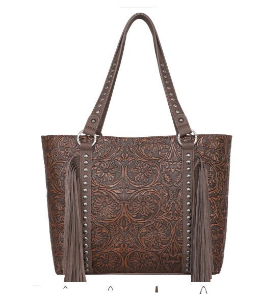 TR153G-8317 CF Trinity Ranch Floral Tooled Collection Concealed Carry Tote