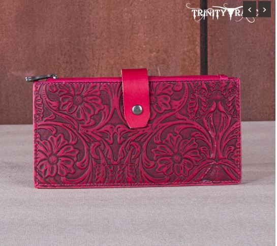 TR164-W047 HPK Trinity Ranch Floral Tooled Bi-Fold Wallet/Card Organizer