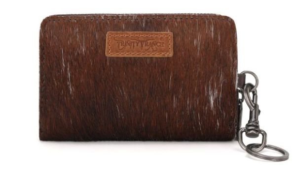 TR178-W001 CF Trinity Ranch Genuine Cowhide Hair-On Floral Tooled Collection Mini Wallet