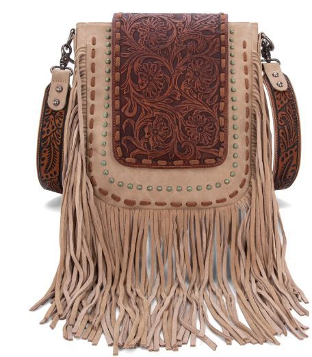 TR181G-9360 TN Trinity Ranch Floral Tooled Concealed Carry Crossbody Bag