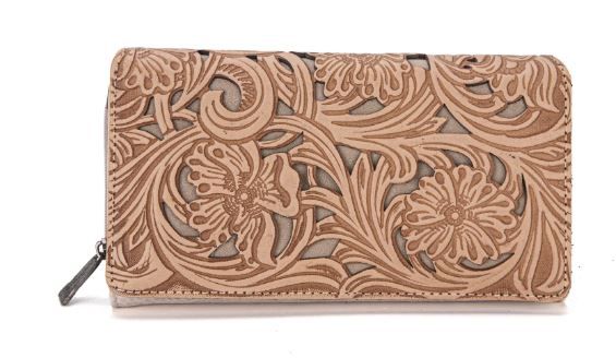 TR188-W010 KH Trinity Ranch Floral Tooled Collection Wallet