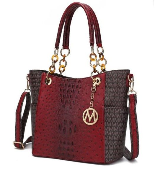 UM5518 BU OSTRICH MONOGLAM TOTE BAG