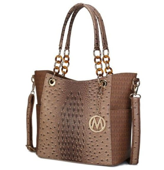 UM5518 BR OSTRICH MONOGLAM TOTE BAG