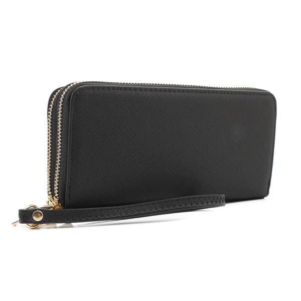 WF0339 BK DOUBLE ZIP AROUND WALLET