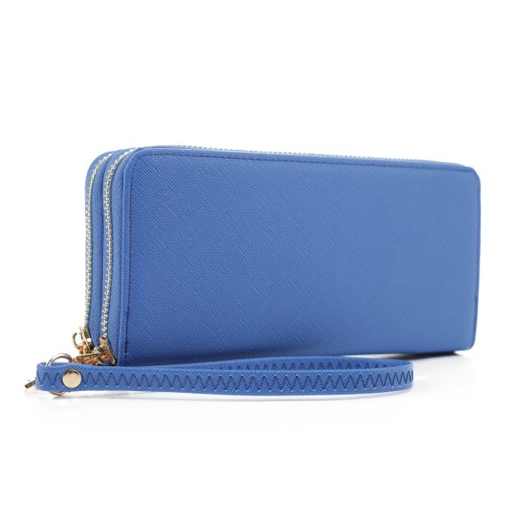 WF0339 BL DOUBLE ZIP AROUND WALLET