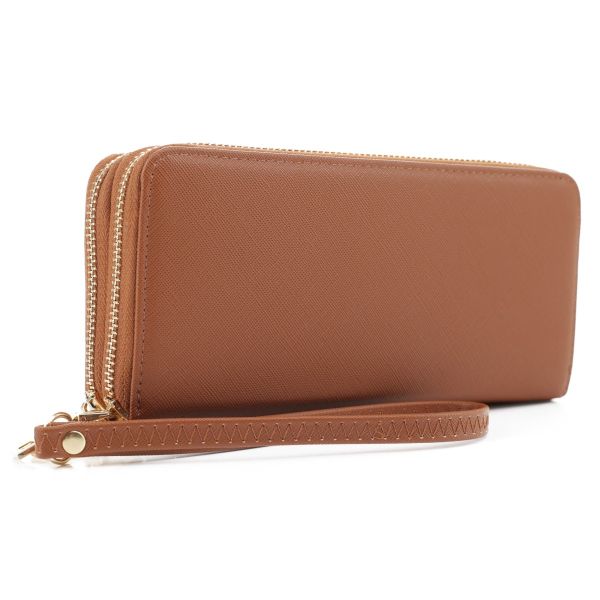 WF0339 BR DOUBLE ZIP AROUND WALLET