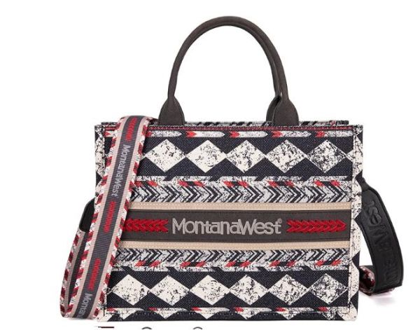 MW01G-8120S BK Montana West Boho Print Concealed Carry Tote/Crossbody 