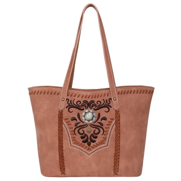 WG08-G8317 BR  Wrangler Embroidered Concealed Carry Tote（Wrangler by Montana West）