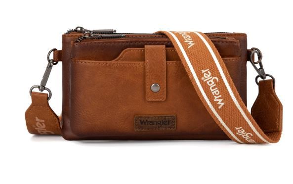 WG120-209 LBR Wrangler Dual Zipper Compartment Crossbody Bag