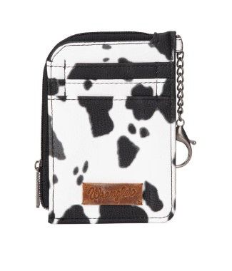 WG133-W005 BK Wrangler Cow Print Print Mini Zip Card