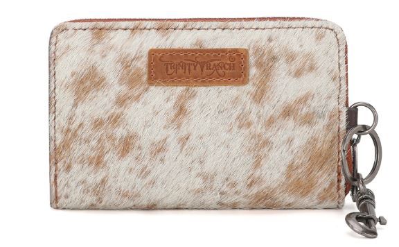 TR178-W001 TN Trinity Ranch Genuine Cowhide Hair-On Floral Tooled Collection Mini Wallet