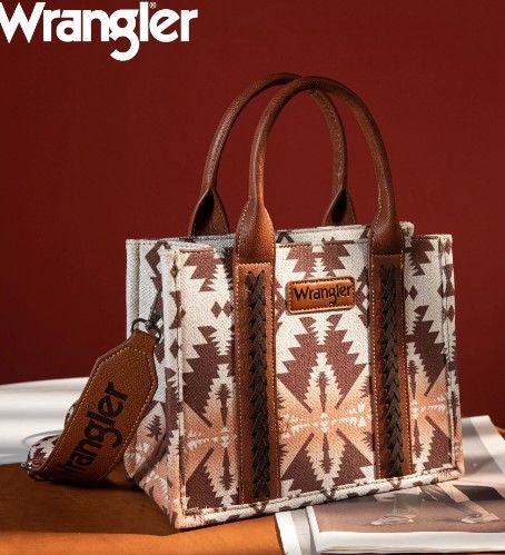 WG2203-8120S LCF Wrangler Southwestern Print Small Canvas Tote/Crossbody