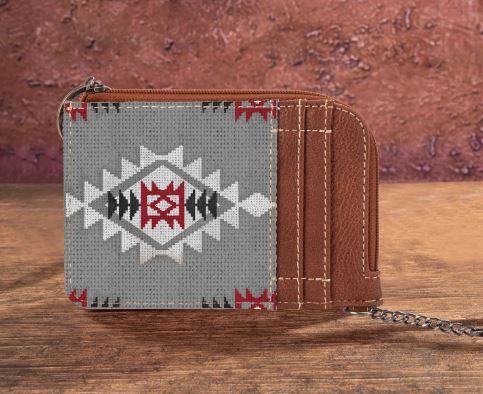 WG2203-W005 LV Wrangler Southwestern Art Print Mini Zip Card Case