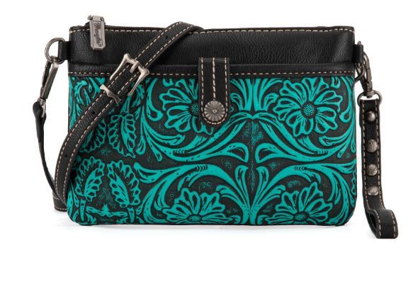 WG85-181 BK Wrangler Vintage Floral Tooled Collection Crossbody