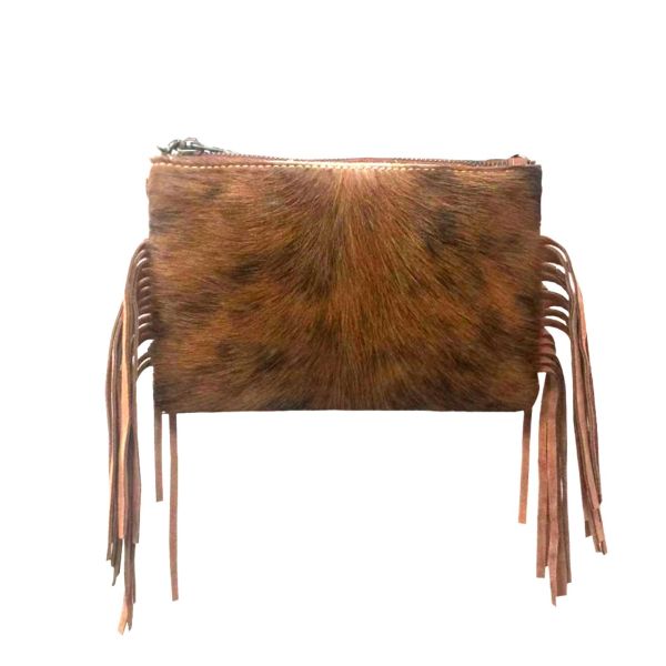 RLH-014 BR MONTANA WEST HAIR-ON LEATHER CLUTCH