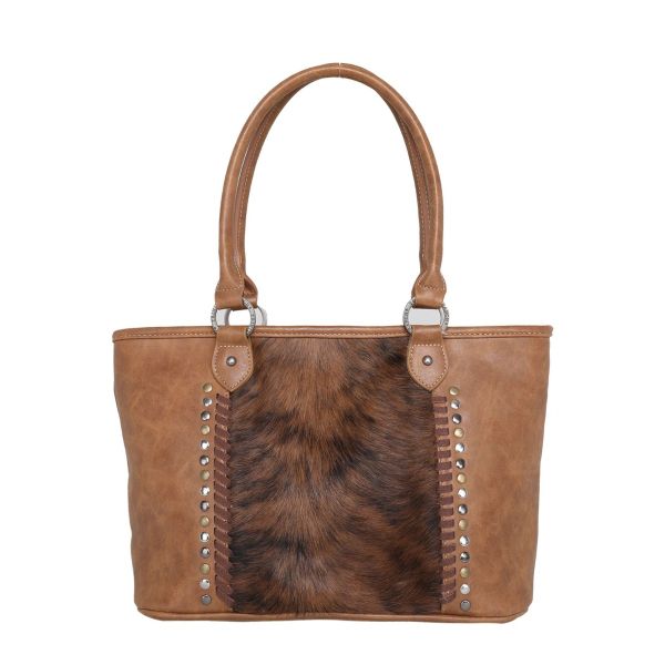 TR117G-8317 BR Trinity Ranch Hair-On Leather Collection Concealed Carry Wide Tote