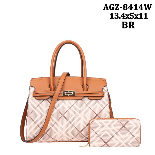 AGZ-8014S BR CHECK PTINT WITH WALLET