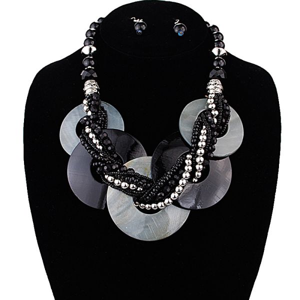 AK541 BK SHELL NECKLACE SET