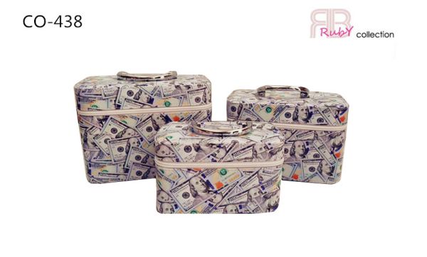 CO-438 MONEY 3PC COSMETIC CASE