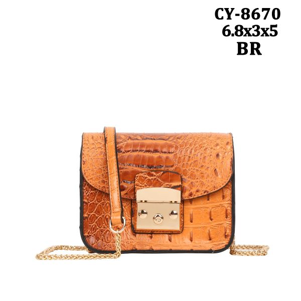 CY-8670 BR CROCO MEESINGER BAG