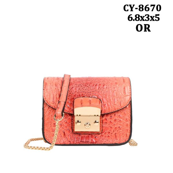 CY-8670 PK CROCO MEESINGER BAG